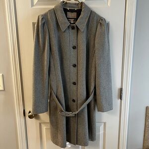 Banana Republic GREY FIT-AND-FLARE BOW COAT